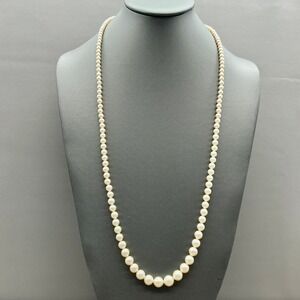 Marvella Necklace Cream Vintage Faux Pearl Strand Graduated Gold Tone Clasp